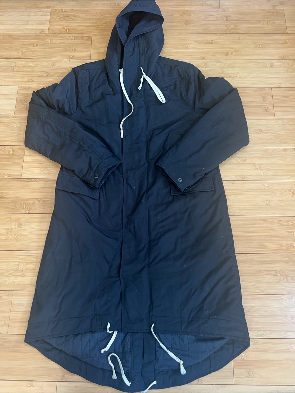 Rick Owens DRKSHDW Padded Fishtail Parka Jacket Black Size L Strap Coat